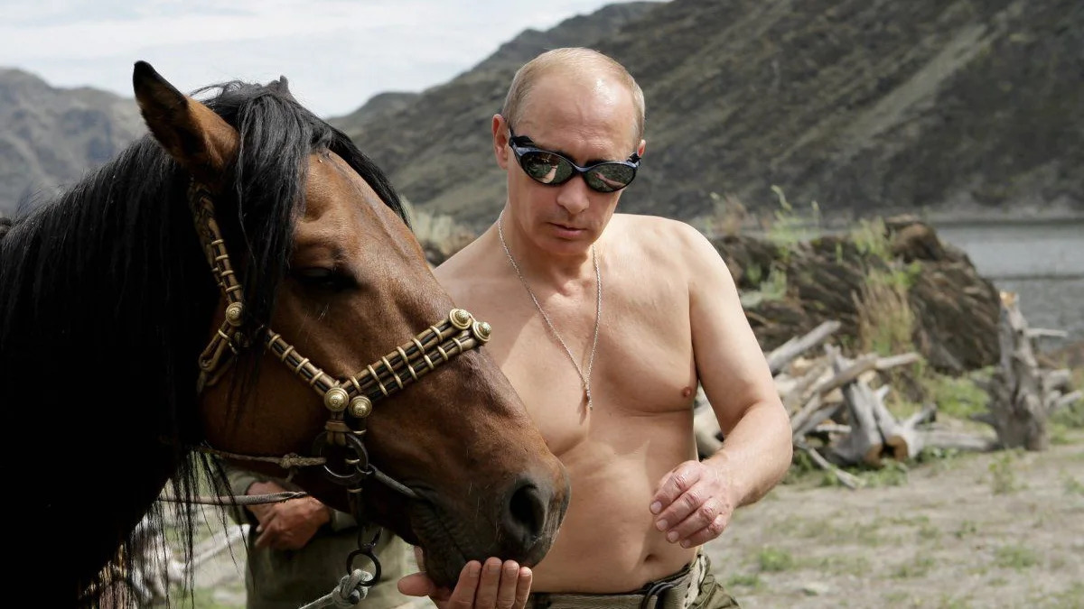 Shirtless on horseback in Tuva (2009)
