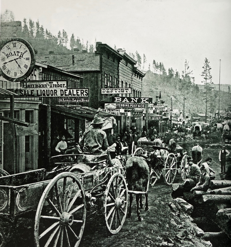 The streets of Deadwood, South Dakota, 1876.